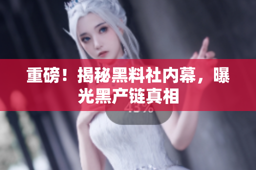 重磅！揭秘黑料社内幕，曝光黑产链真相