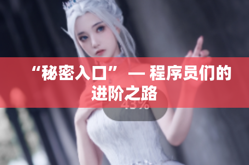 “秘密入口” — 程序员们的进阶之路