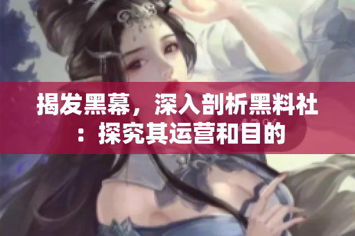 揭发黑幕，深入剖析黑料社：探究其运营和目的