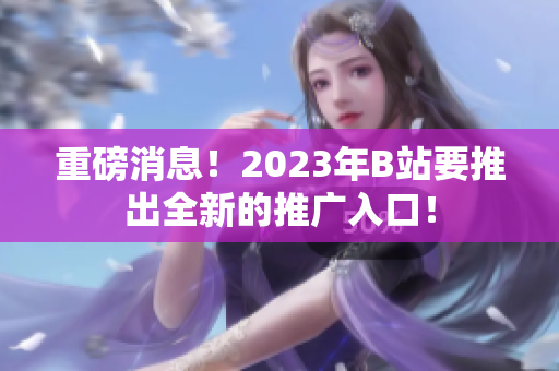 重磅消息！2023年B站要推出全新的推广入口！