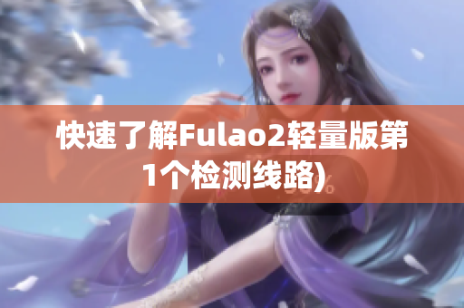 快速了解Fulao2轻量版第1个检测线路)